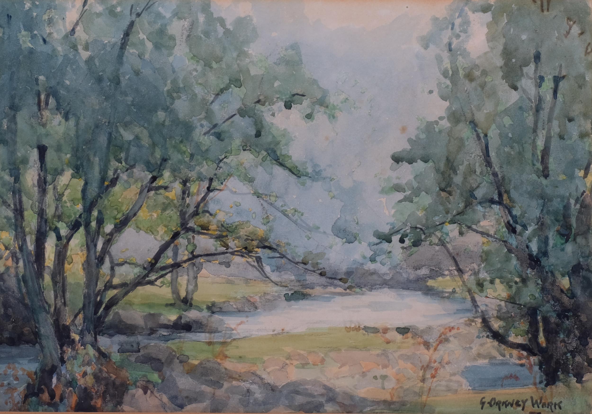 George Orkney Work (1870 - 1921), landscape, watercolour, signed with artist information verso, 24cm