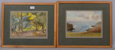 John Marshall (1911 - 1995), 4 abstract landscapes, watercolour, largest 22cm x 32cm, framed (4) All