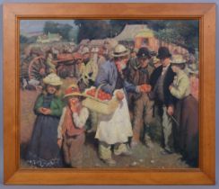 After Alfred Munnings, a gala day, contemporary oil on board, 50cm x 60cm, framed Good condition