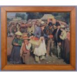 After Alfred Munnings, a gala day, contemporary oil on board, 50cm x 60cm, framed Good condition