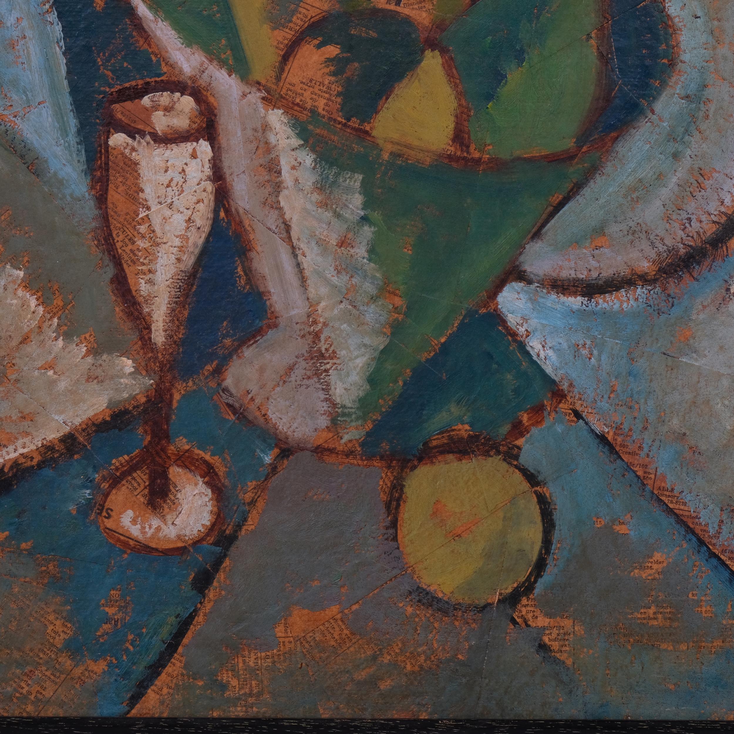 Abstract still life, contemporary oil on board, unsigned, 45cm x 34cm, framed Good condition - Image 2 of 4