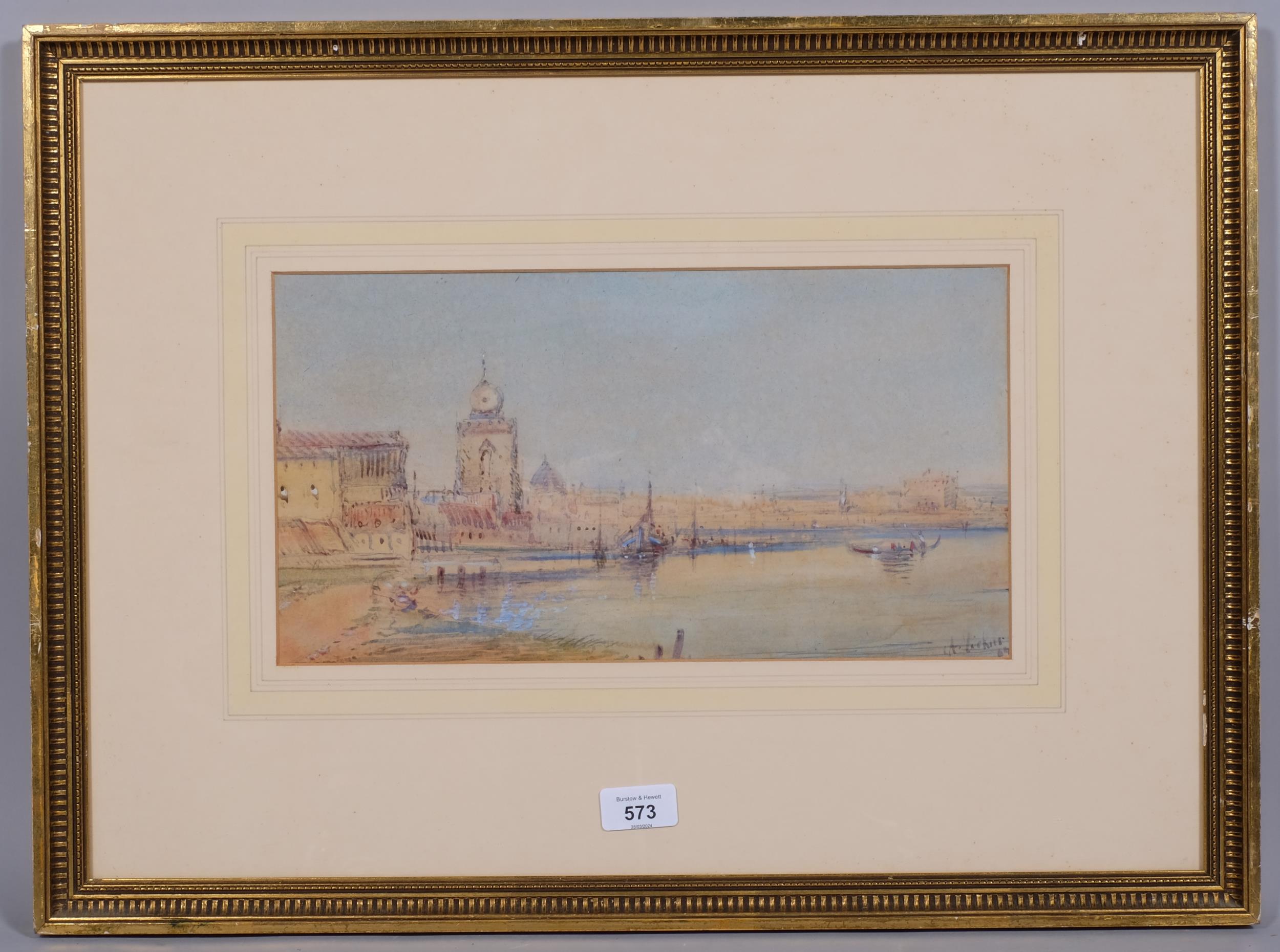 Alfred Vickers, a scene in Venice, watercolour, signed, 19cm x 37cm, framed Very slight paper - Image 2 of 4