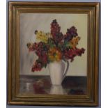 Spaj Atkinson (born 1899), still life flowers, oil on canvas, signed, 60cm x 50cm, framed Good