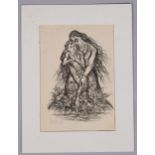 Muller-Grafe, expressionist mother and child, lithograph, signed with pencil monogram, 29cm x