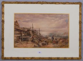 James George Philp (1816 - 1885), fishing beach scene, watercolour, signed, 35cm x 55cm, framed Very