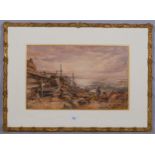 James George Philp (1816 - 1885), fishing beach scene, watercolour, signed, 35cm x 55cm, framed Very