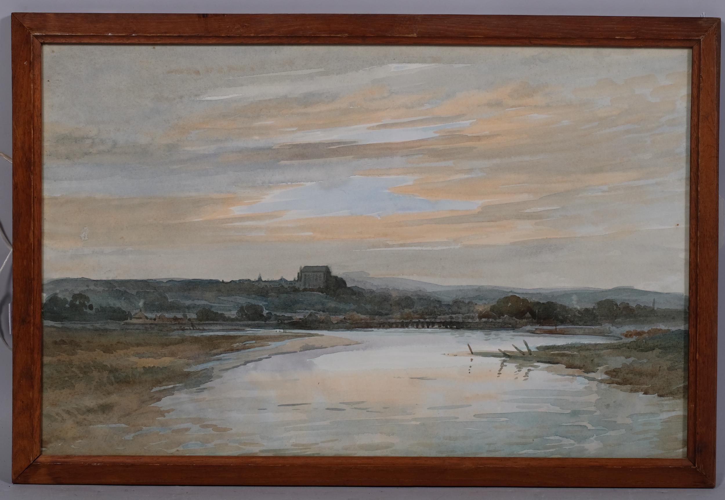 Lancing College, mid-20th century watercolour, indistinctly signed, 30cm x 47cm, framed Slight paper