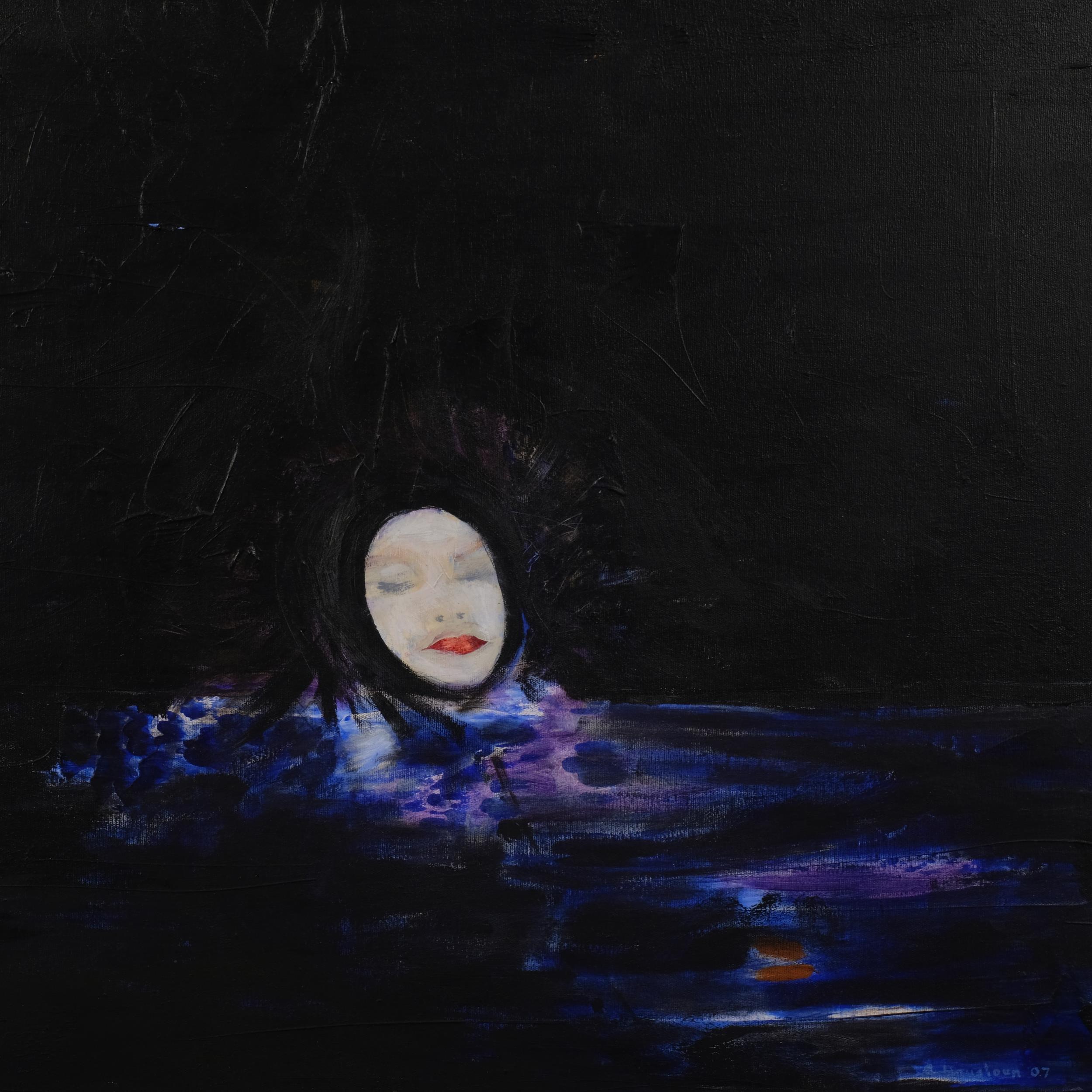 Steve Houstoun (born 1953), the drowning poet, oil on canvas, signed, 80cm x 80cm, unframed Good - Image 2 of 4