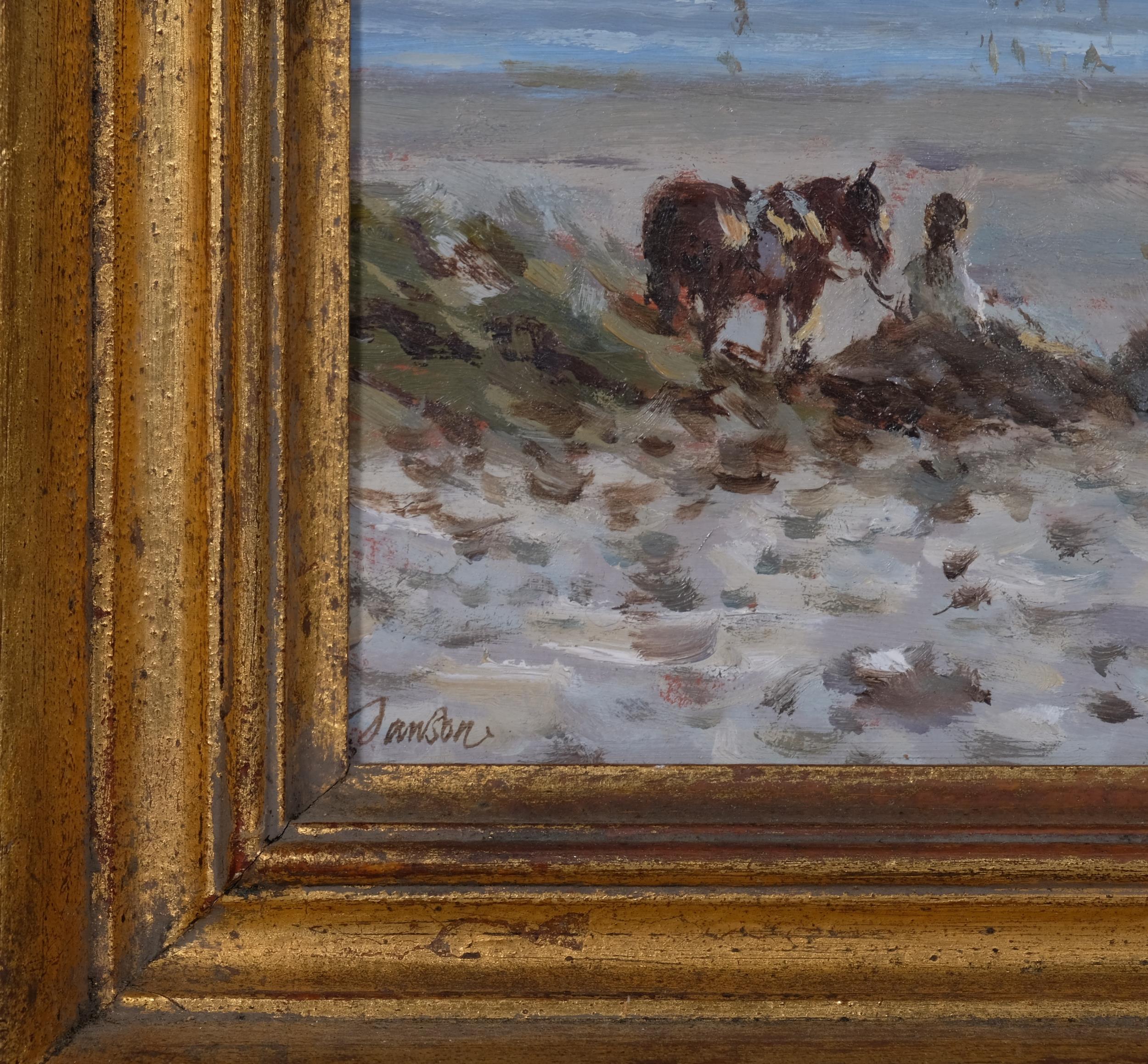 Edward Dawson (1941 - 1991), beach ponies, oil on board, signed, 19cm x 29cm, framed Good condition - Image 3 of 4