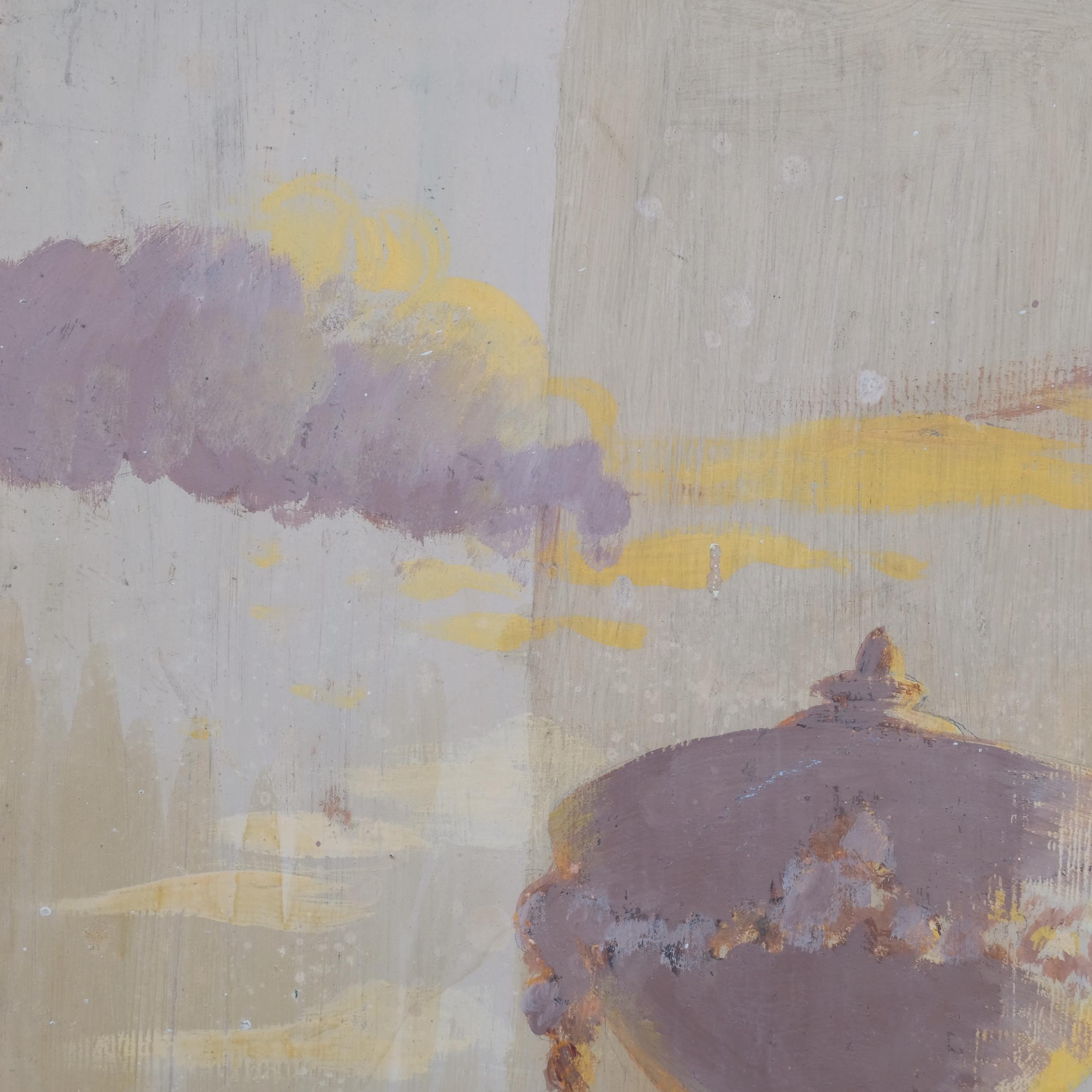 Bloomsbury School, study of a Classical urn and clouds, oil on board, unsigned, 32cm x 34cm, - Image 3 of 4