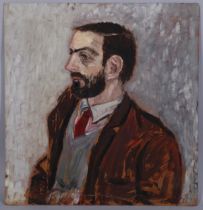 Mid-20th century Irish School, portrait of a man, oil on board, unsigned, 60cm x 58cm, unframed Good