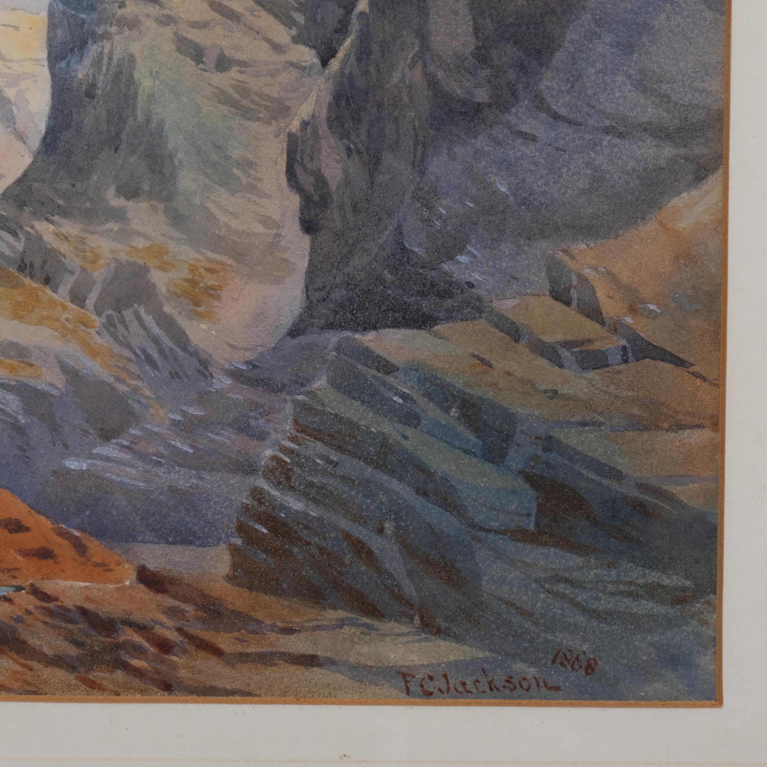 Frederick Jackson (flourished 1868 - 1884), shipwreck boat and cliffs, watercolour, signed and dated - Image 3 of 4