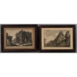 Laura Piranesi, 2 engraving, Piramide di Cajo Cestio, and Tempio di Giano, image 13cm x 20.5cm,