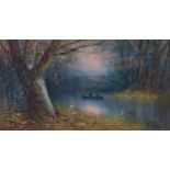 H Williamson, moonlit Thames scene near Shiplake, early 20th century watercolour, signed, 15cm x