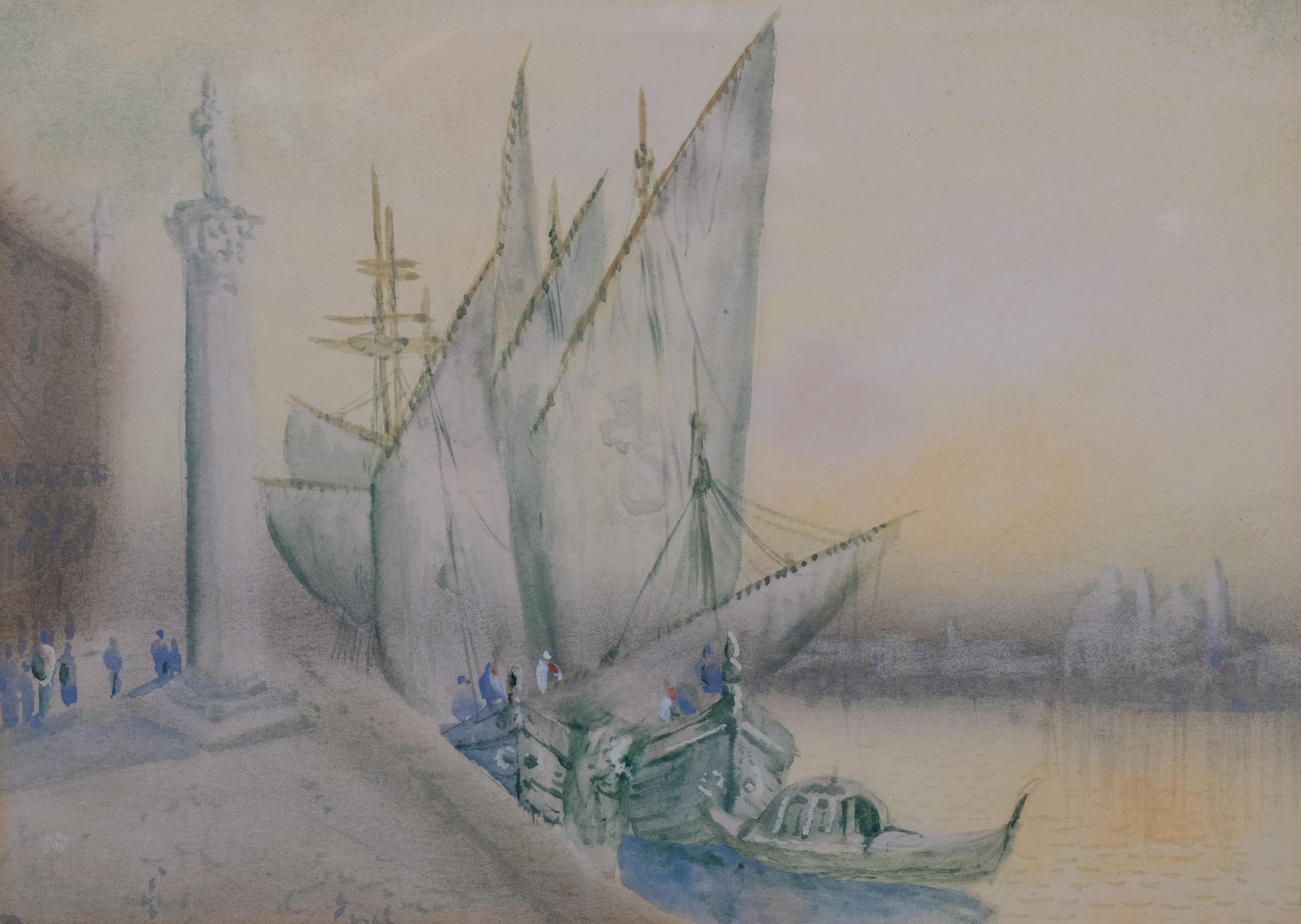 William Meadows (active 1870 - 1893), Venetian scene, watercolour, 20cm x 28cm, framed