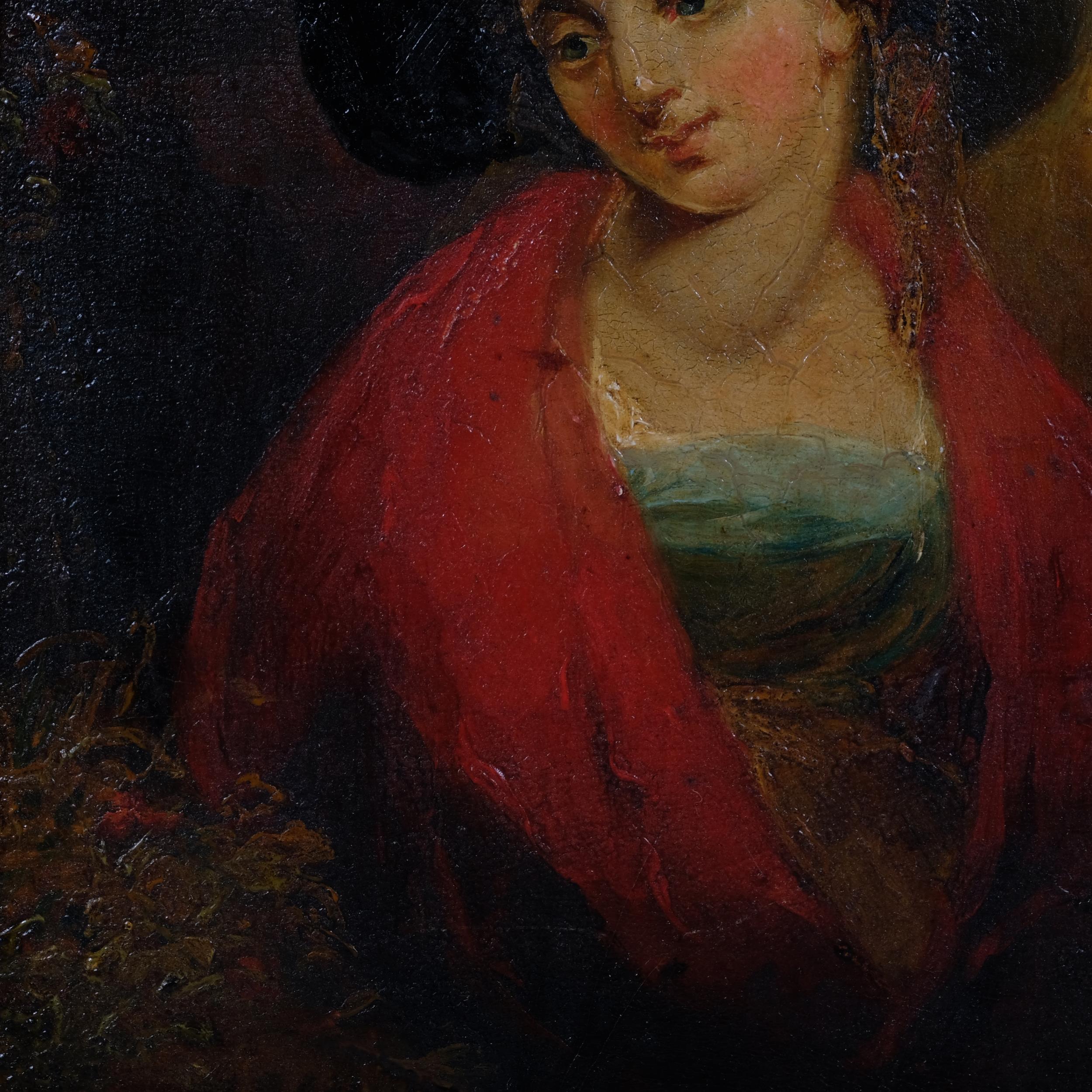 Portrait of a woman, early 19th century oil on wood panel, unsigned, 25cm x 19cm, framed In good - Image 3 of 4