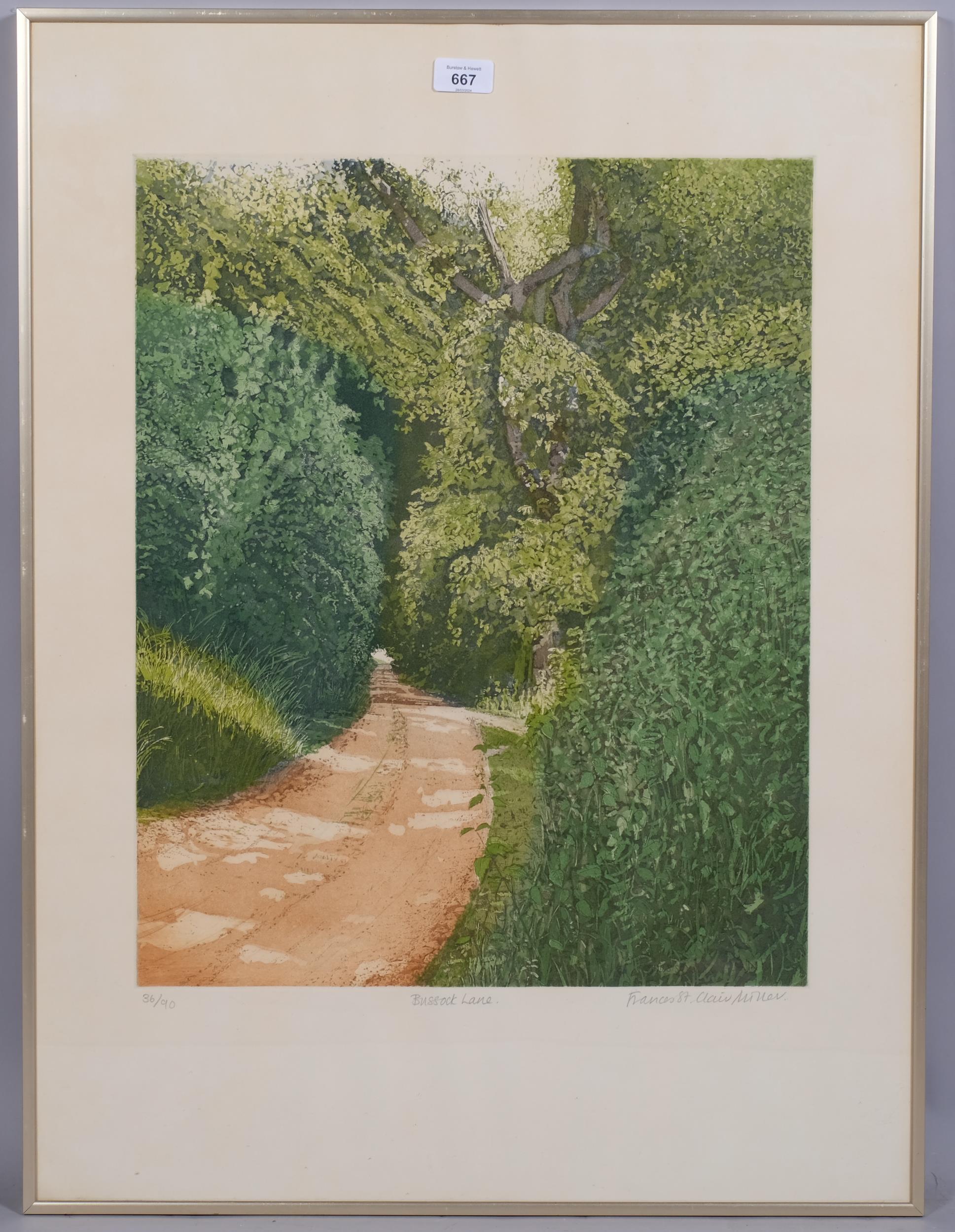 Frances St. Clair Miller (1947), print in colours on paper, Bussock Lane, signed in pencil, Ed. 36/ - Image 2 of 4