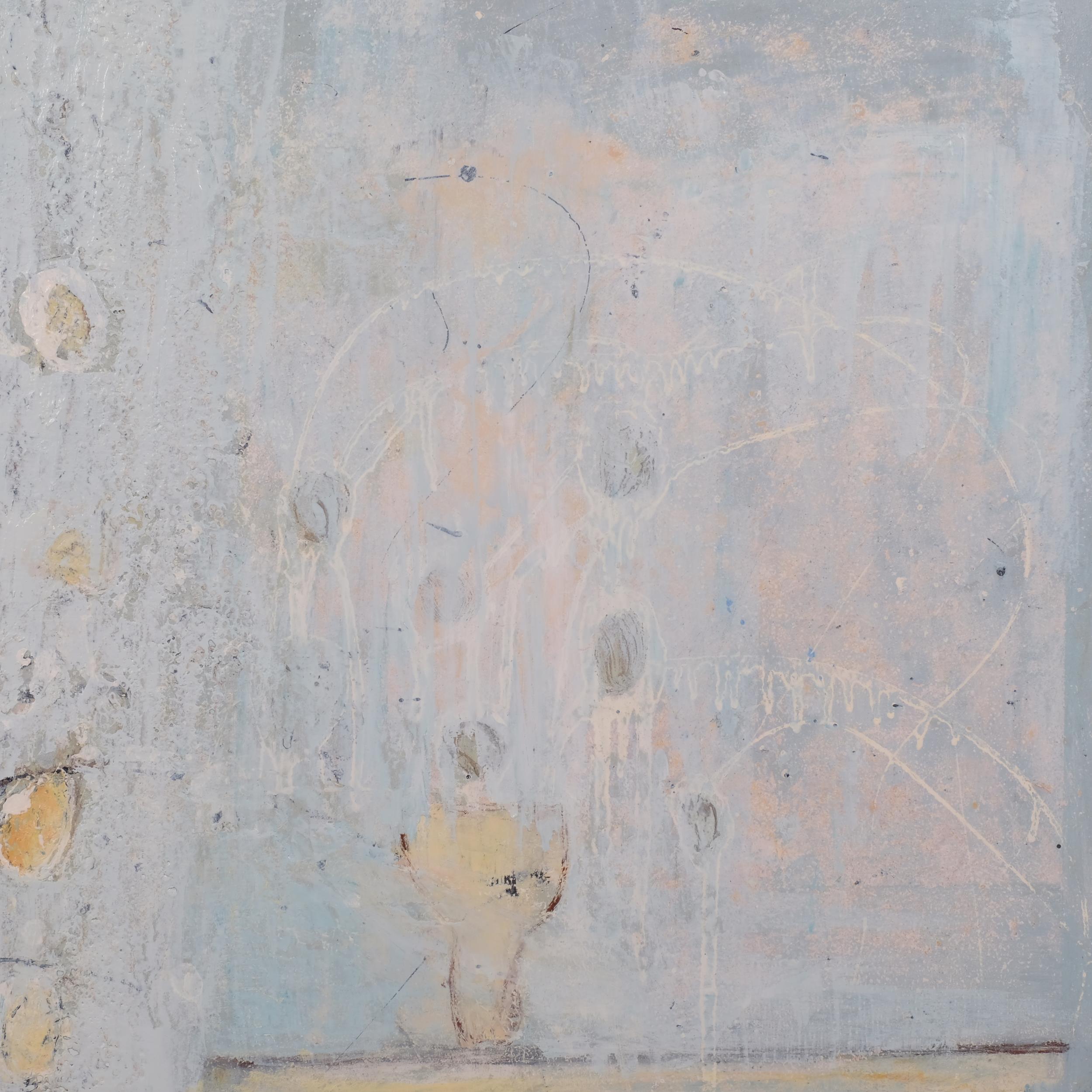 Chrissy Guest, modernist still life "harmony", impasto oil on canvas, 76cm x 76cm, unframed Very - Image 3 of 4