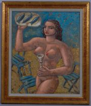 Borja Guijarro (born 1963), Pescaito, oil on board, signed and dated 2000, 42cm x 35cm, framed