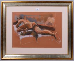 Contemporary nude life drawing, pastel/chalk, signed with monogram dated '06, 41cm x 58cm, framed