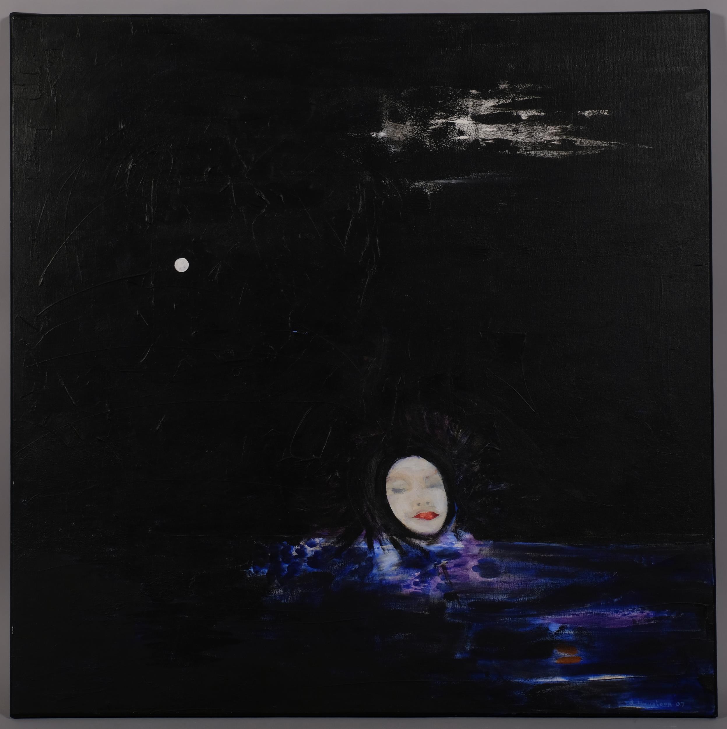 Steve Houstoun (born 1953), the drowning poet, oil on canvas, signed, 80cm x 80cm, unframed Good