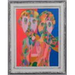 Abstract portrait, contemporary oil on board, unsigned, 66cm x 48cm, framed Good condition