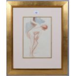 Toby Horne Shepherd, nude life study, sanguine chalk/watercolour, signed, 33cm x 23cm, framed Good