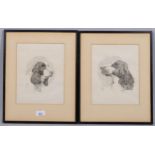 Boothby, pair of dog portraits, pen and inks, signed and dated 1934, 25cm x 20cm, framed Good