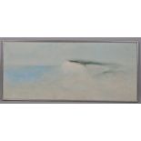 B O'Rourke, cliffs in the mist, oil on board, signed, 46cm x 106cm, framed Good untouched condition,