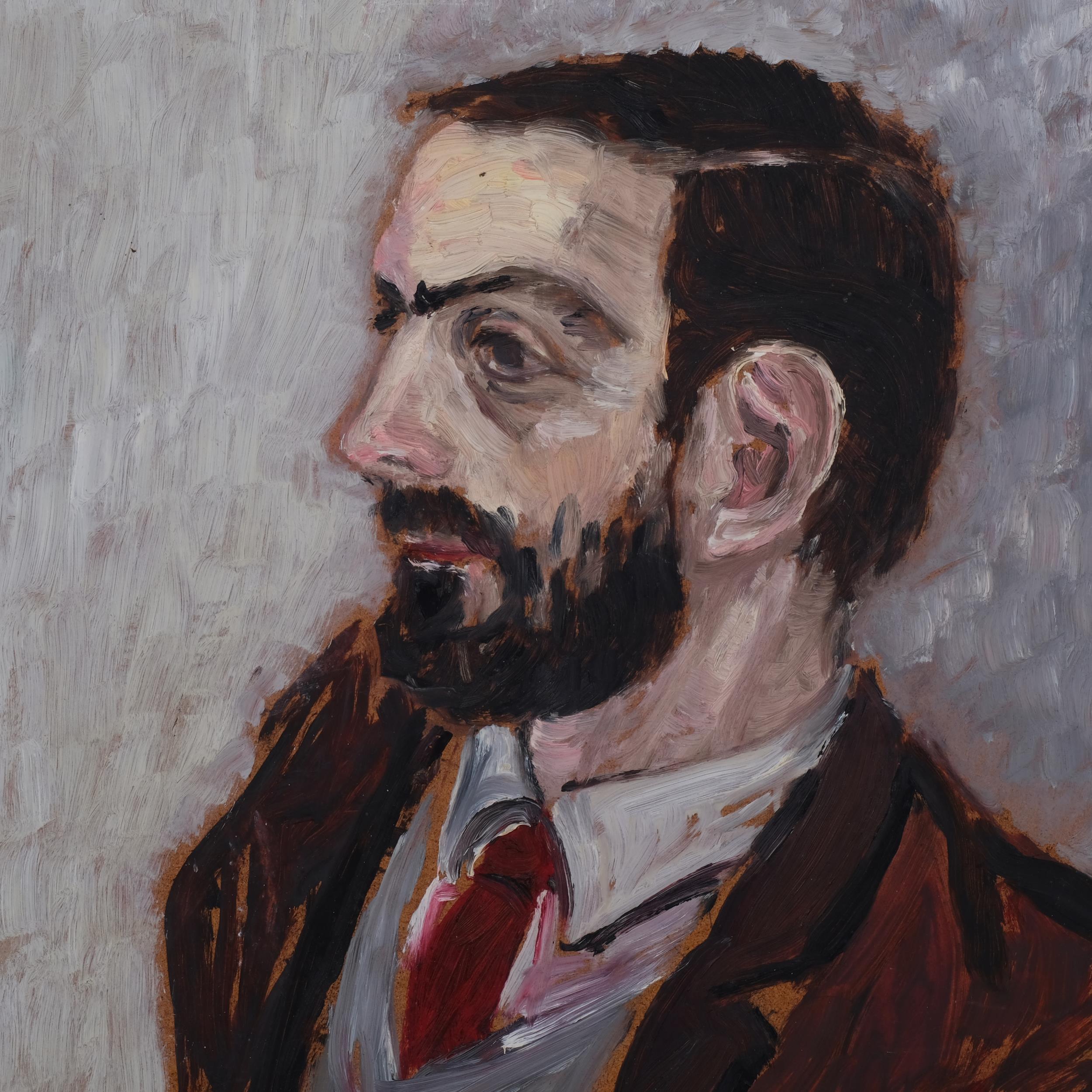 Mid-20th century Irish School, portrait of a man, oil on board, unsigned, 60cm x 58cm, unframed Good - Image 2 of 4