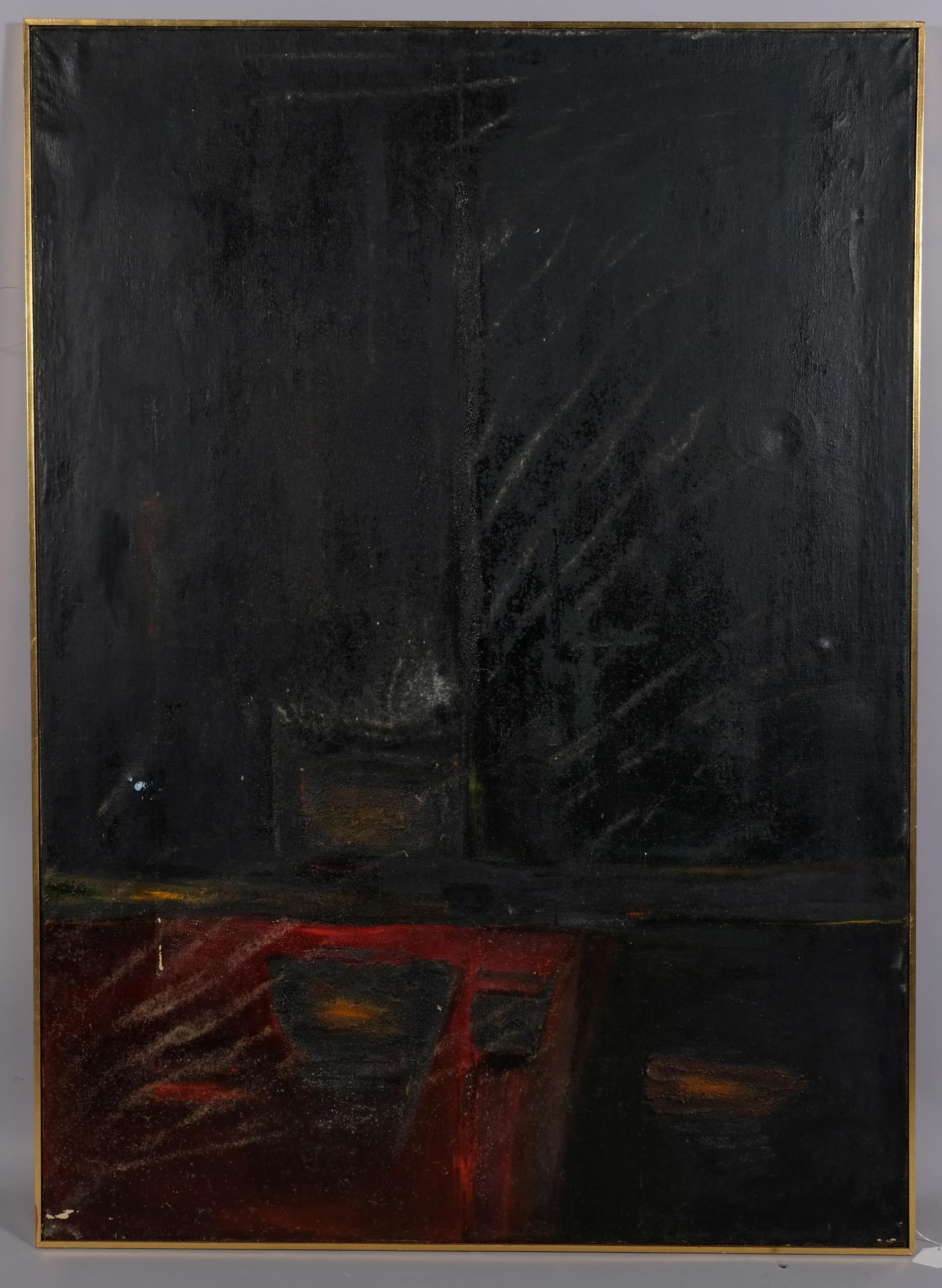 Abstract oil on canvas (1950/60s) 91cm 127cm. Present owner's family had connections to the New