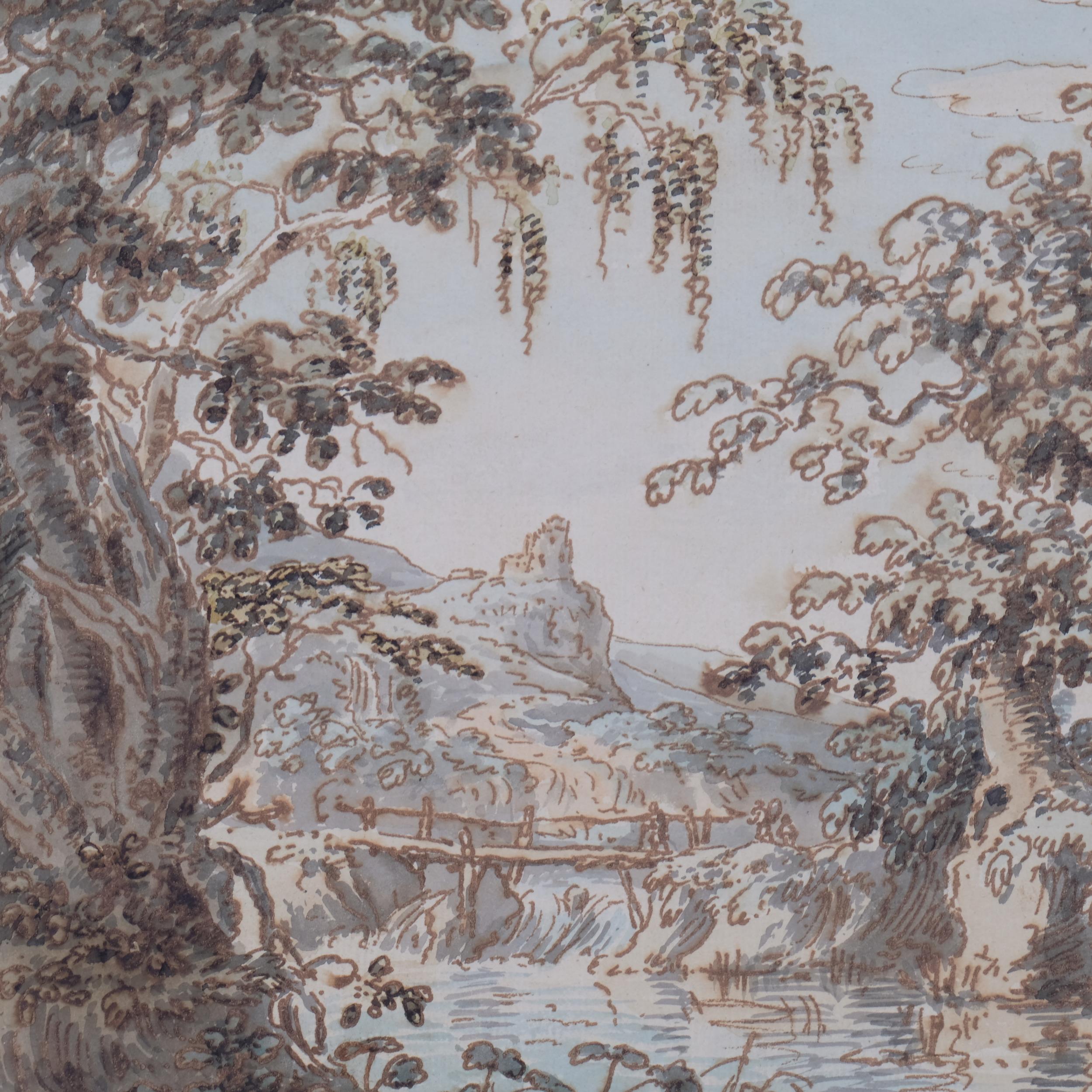 Attributed to George Cruikshank (1792 - 1878), landscape, ink and watercolour, unsigned, 22cm x - Image 2 of 4