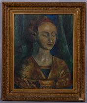 E H Rogerson, portrait of a woman, oil on board, inscribed and dated 1940 verso, 50cm x 40cm Good