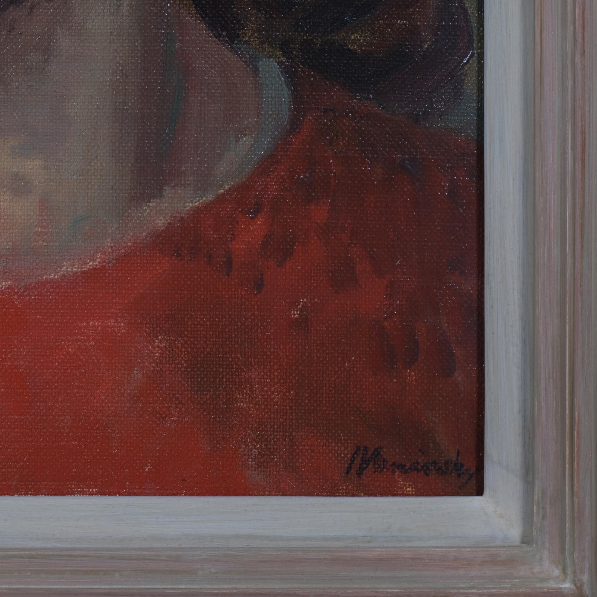 Bernard Meninsky (1891 - 1950), portrait of Elisabeth Lewson, oil on canvas, signed, 40cm x 35cm, - Image 3 of 4