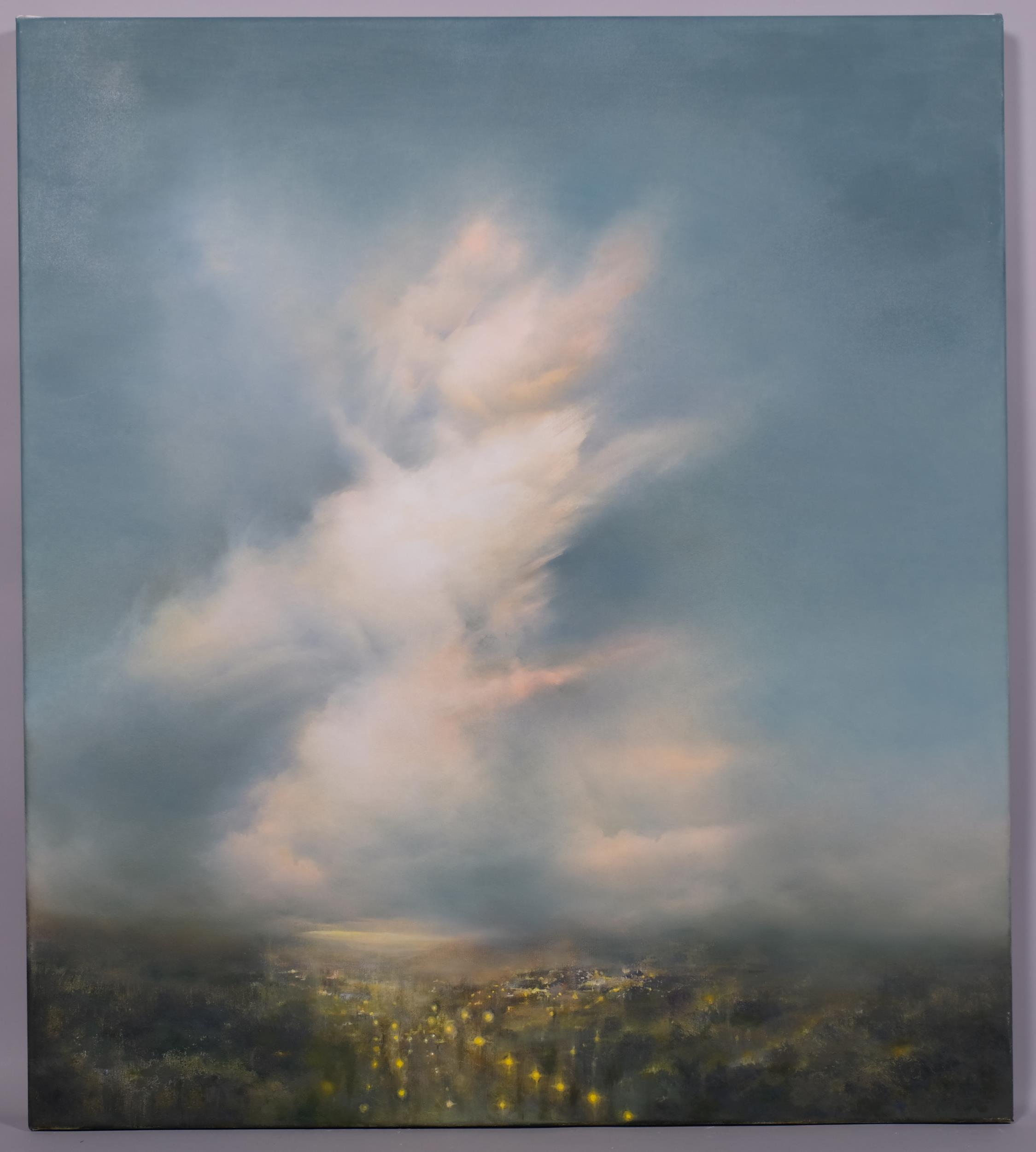 Susan Evans, skyscape 2012, oil on canvas, signed verso, 90cm x 80cm, unframed Very good bright