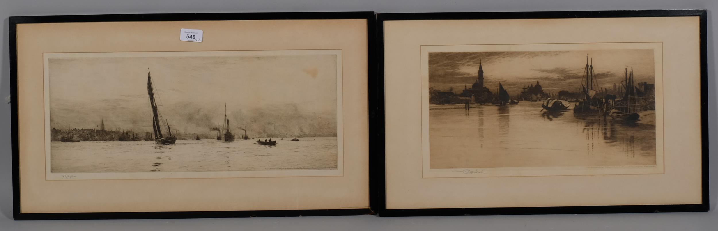 William Lionel Wyllie (1851 - 1931), shipping on the river, etching, signed in pencil, published