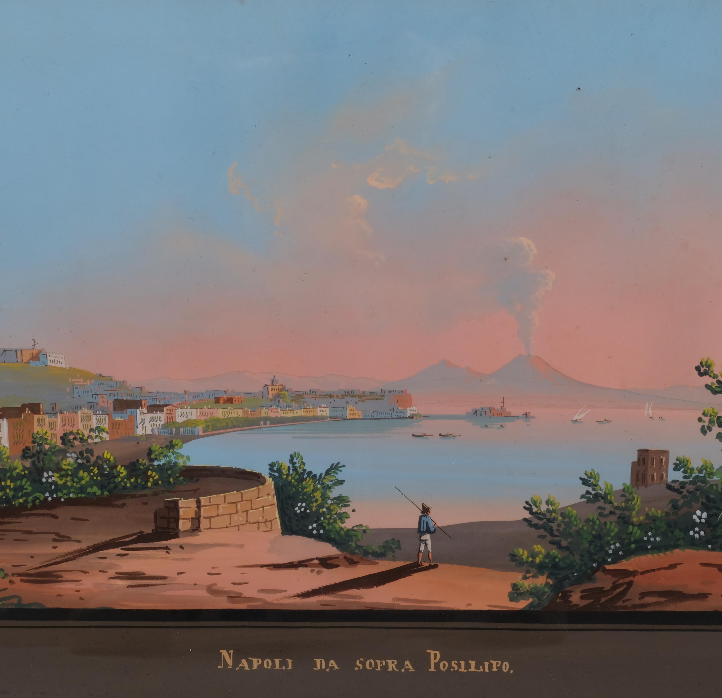 Neopolitan School, pair of views of the Bay of Naples, gouache on paper, unsigned, image 29cm x - Image 2 of 4