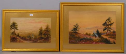 Bonomi Warren, pair of extensive landscapes, watercolour, 1 dated 1932, largest 40cm x 56cm,