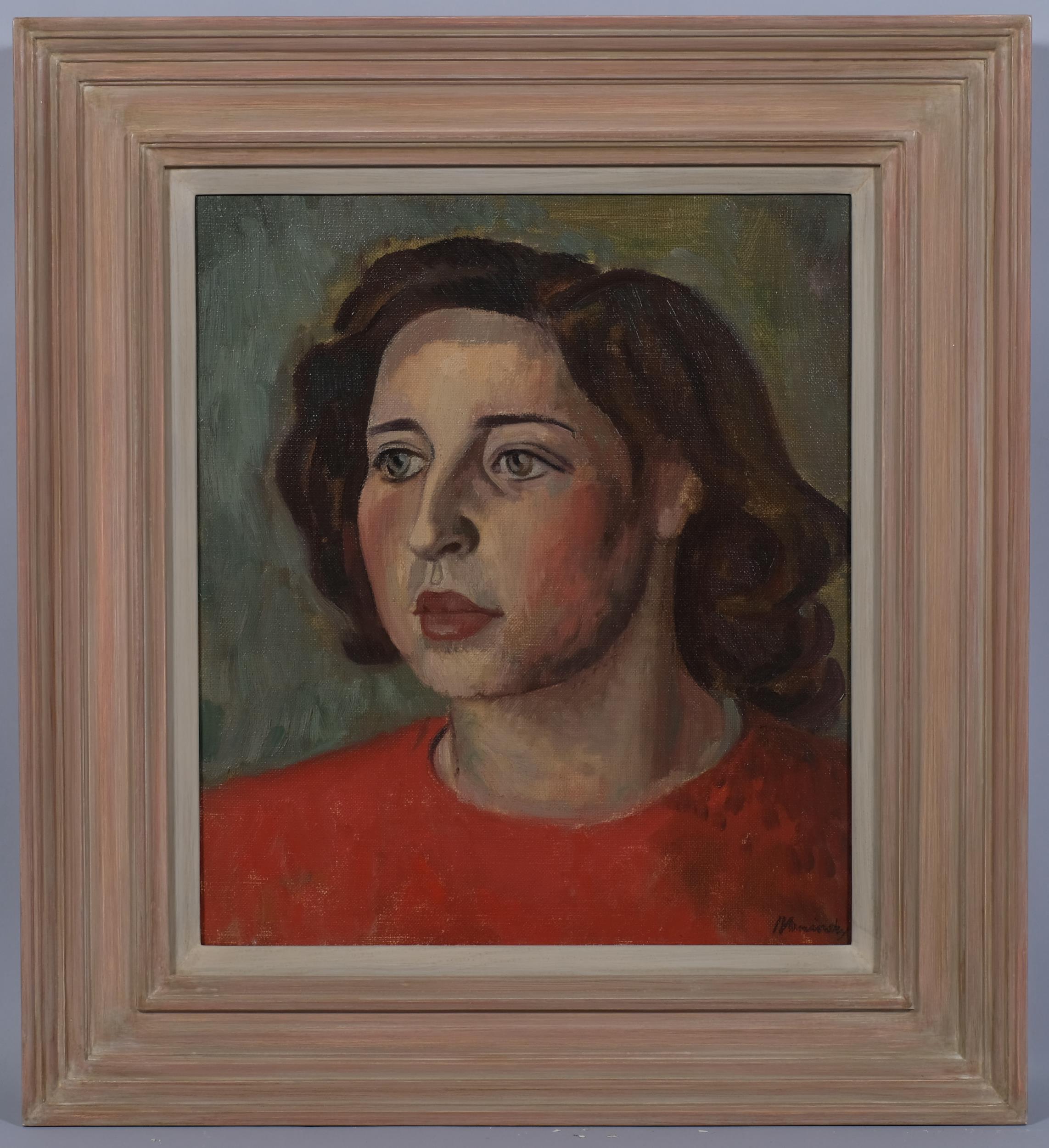 Bernard Meninsky (1891 - 1950), portrait of Elisabeth Lewson, oil on canvas, signed, 40cm x 35cm,