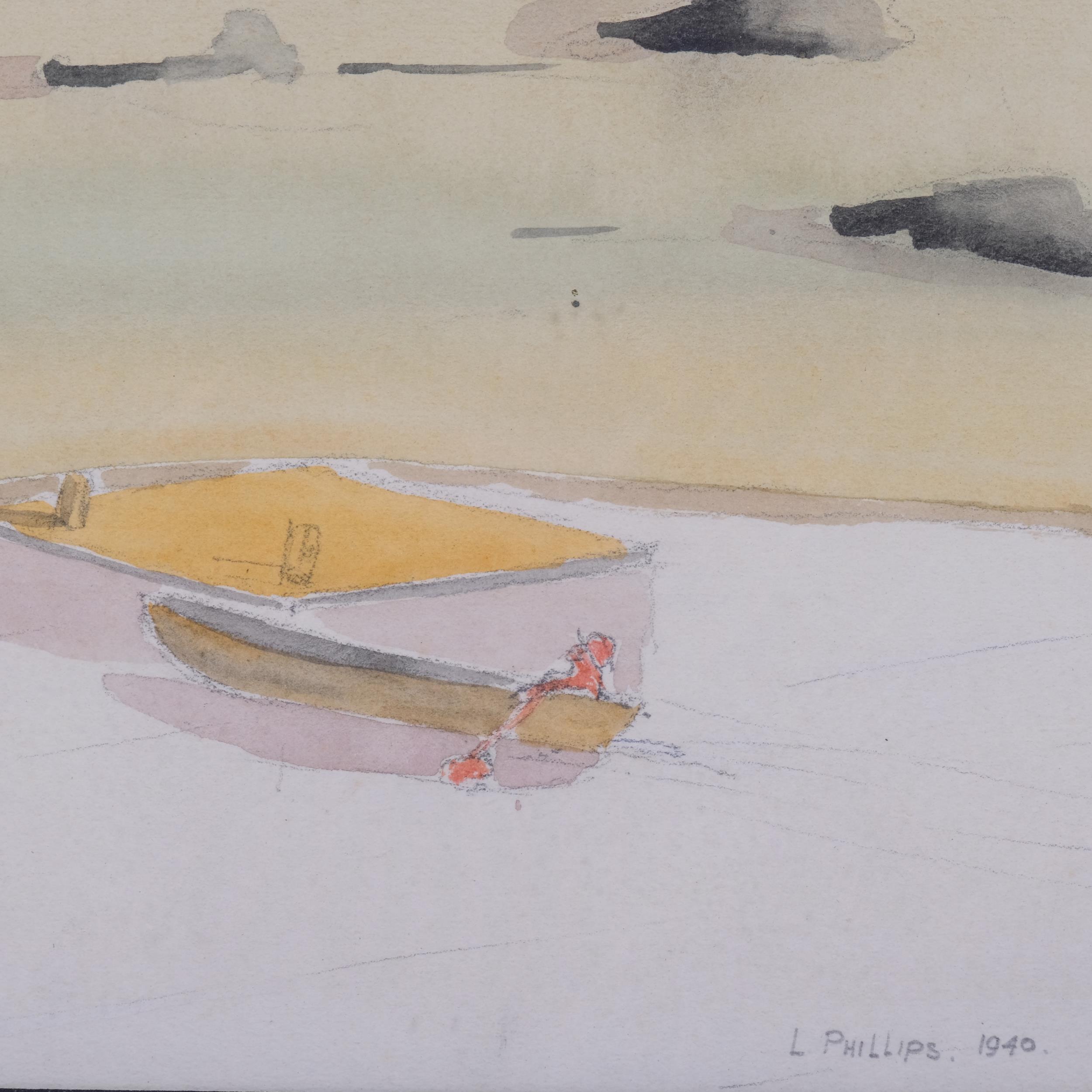 L Phillips, architectural drawing of a house, possibly Australian, watercolour, signed and dated - Image 3 of 4