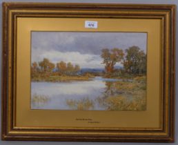 Arthur Suker (1857 - 1940), on the River Dee, watercolour, signed, 23cm x 35cm, framed Good
