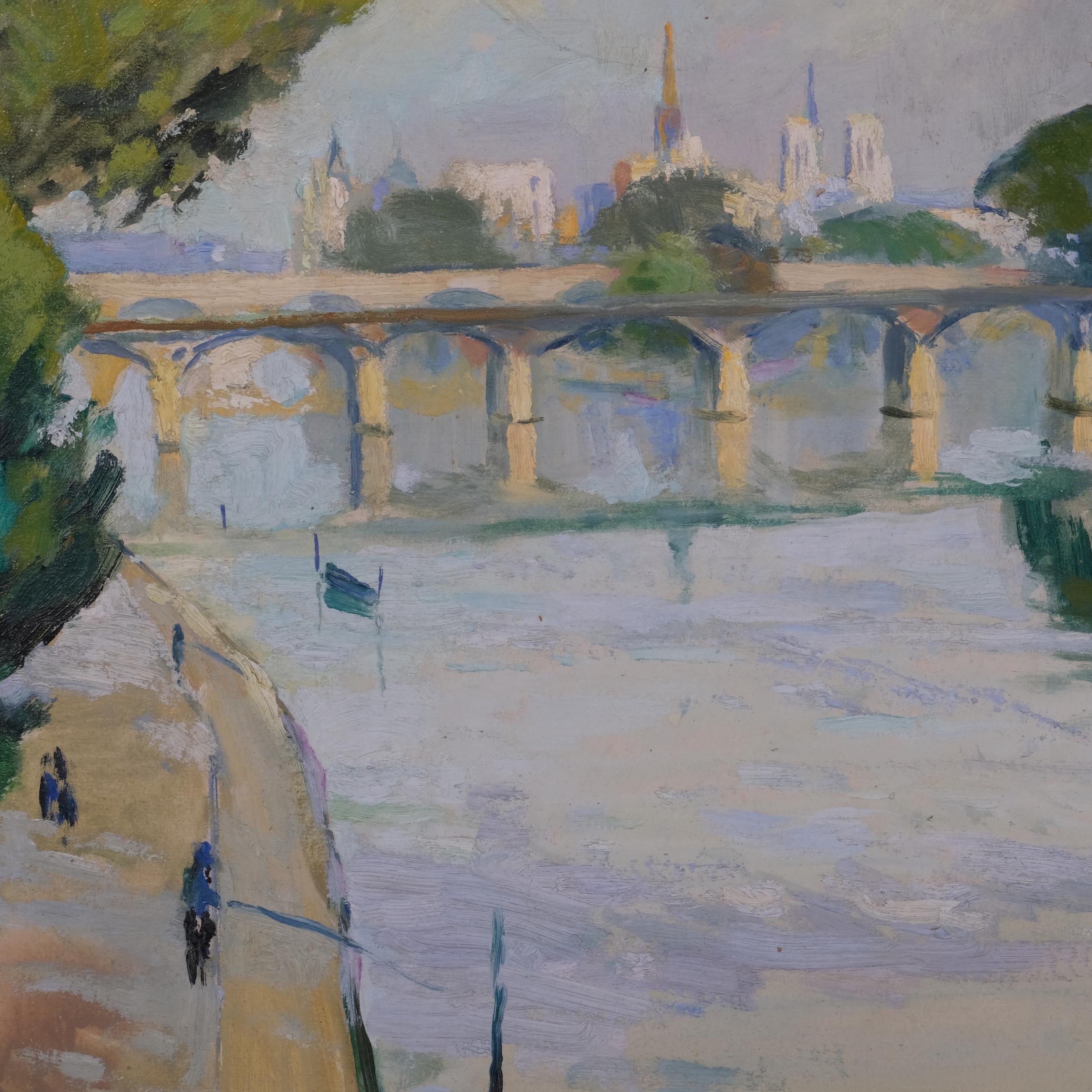 Edward Wesson (1910 - 1983), Parisian river scene, oil on board, signed, 29cm x 39cm, framed Good - Image 2 of 4