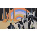 Don Giovanni Act II, original theatre/opera backdrop design, gouache on panel, inscribed verso