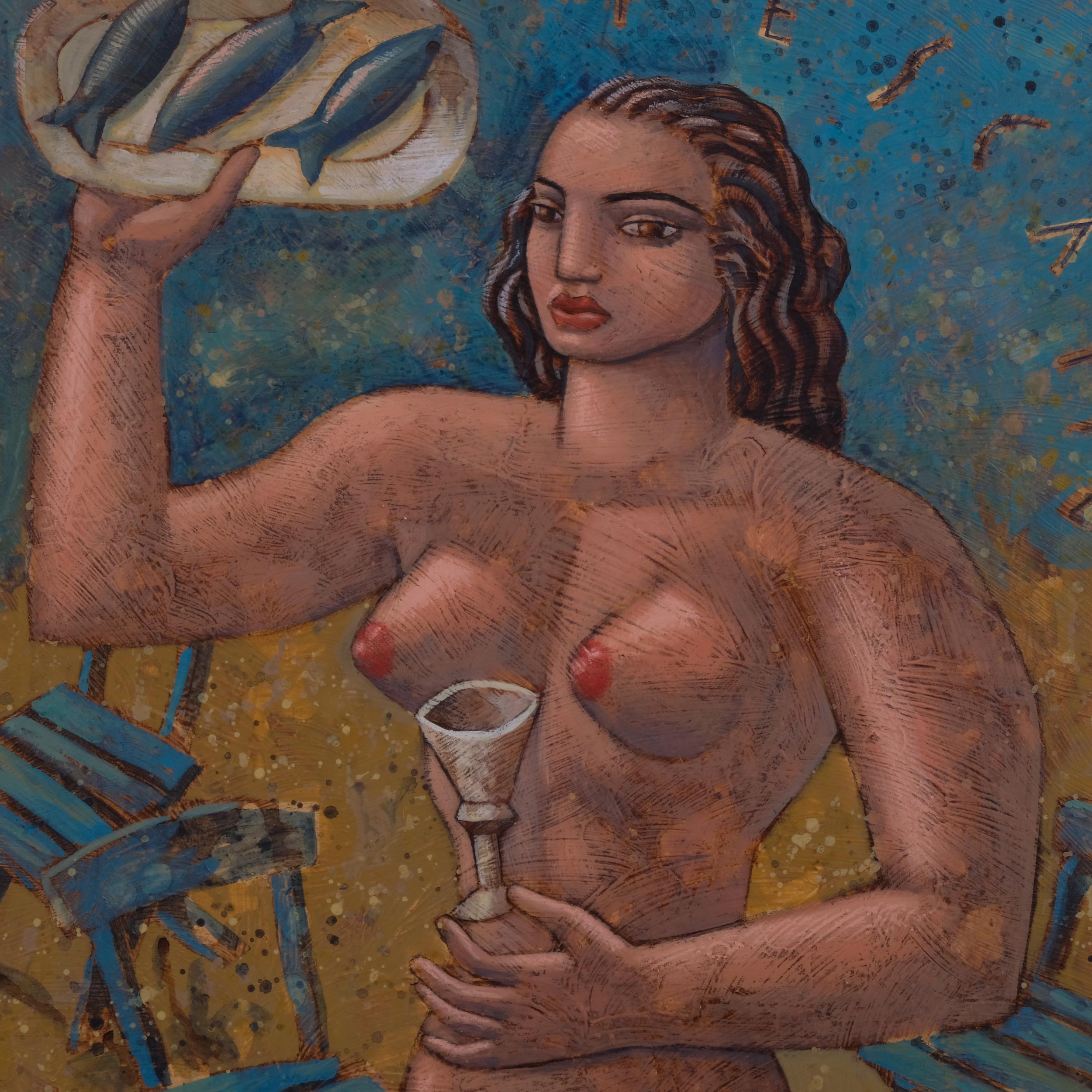 Borja Guijarro (born 1963), Pescaito, oil on board, signed and dated 2000, 42cm x 35cm, framed - Image 2 of 4