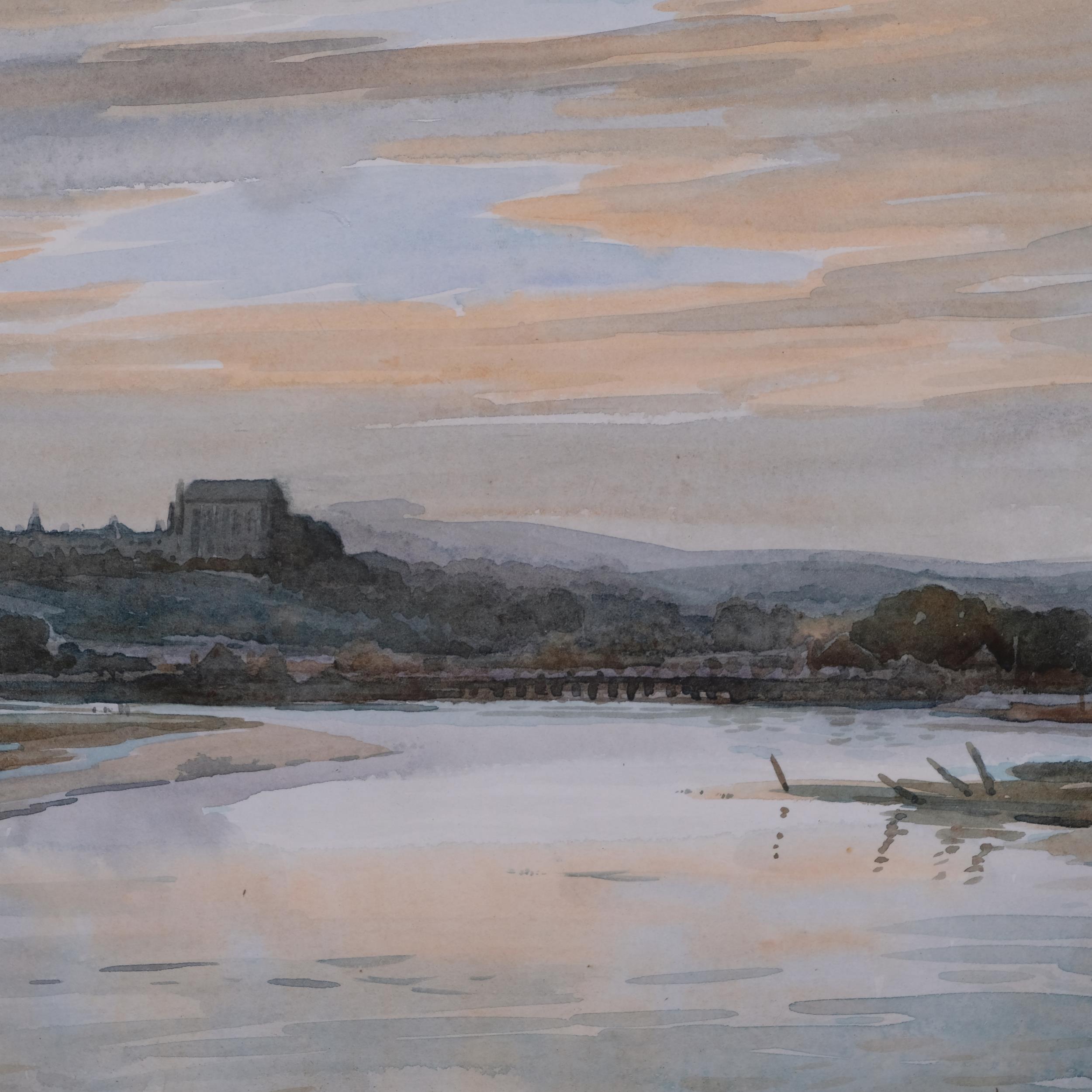 Lancing College, mid-20th century watercolour, indistinctly signed, 30cm x 47cm, framed Slight paper - Image 3 of 4