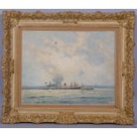 Morgan Alfred Thornley (1897 - 1965), leaving the Mersey, oil on canvas, signed and dated 1959, 41cm