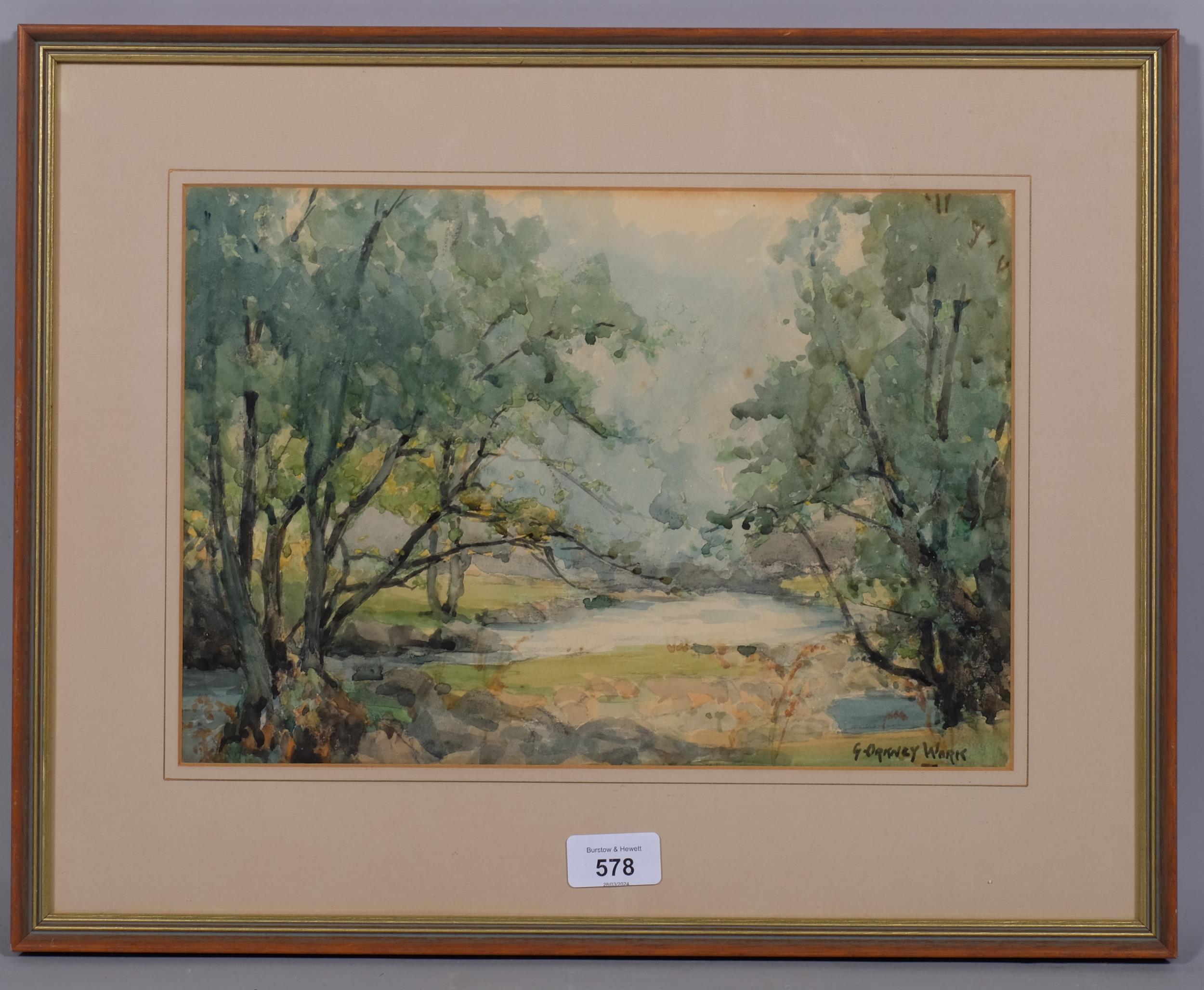 George Orkney Work (1870 - 1921), landscape, watercolour, signed with artist information verso, 24cm - Image 2 of 4