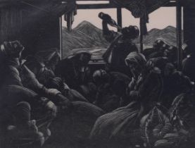 Clare Leighton (1898-1989), wood engraving on paper, Dawn in the Train to Mostar (1926), 14.5cm x