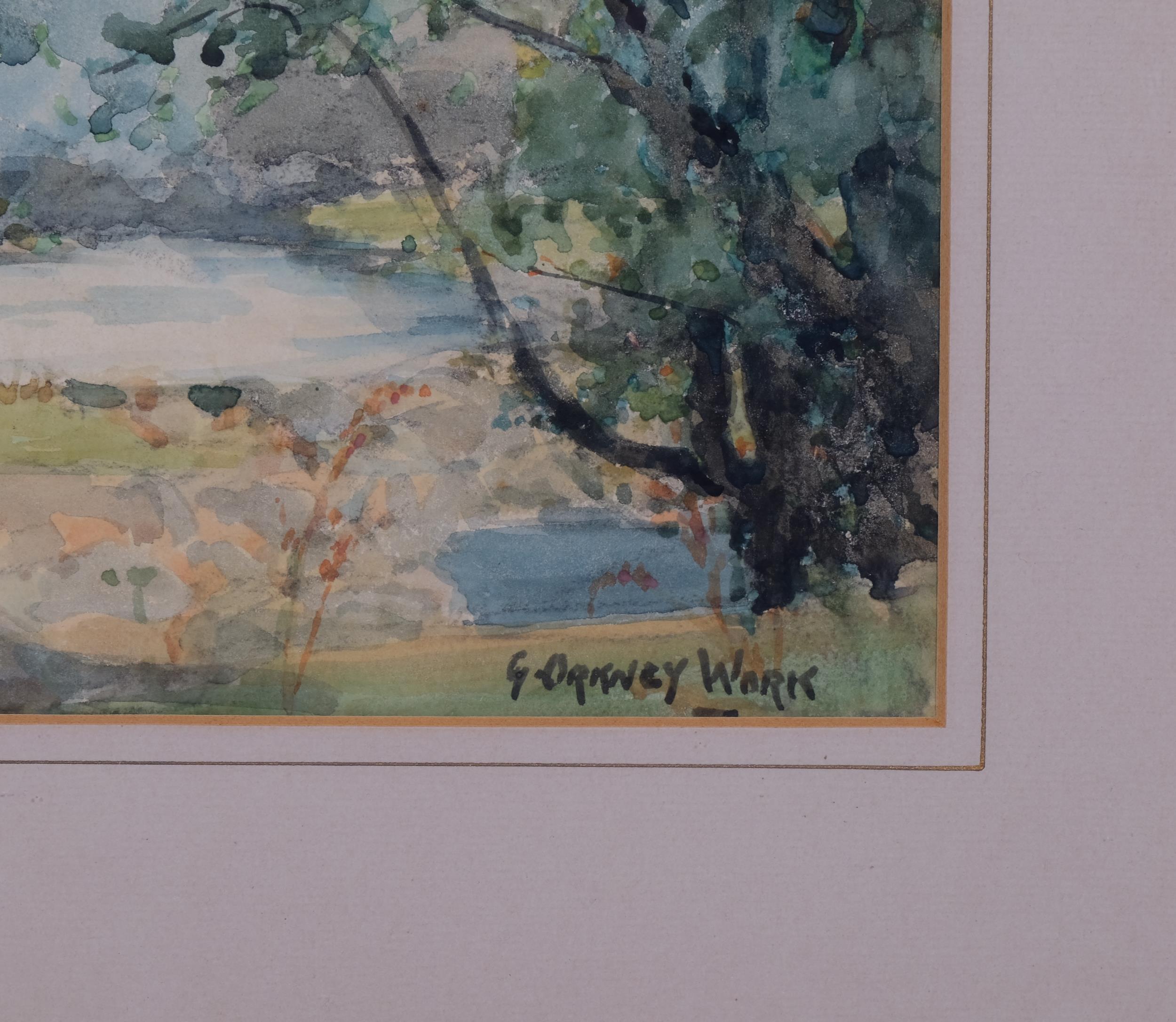 George Orkney Work (1870 - 1921), landscape, watercolour, signed with artist information verso, 24cm - Image 3 of 4
