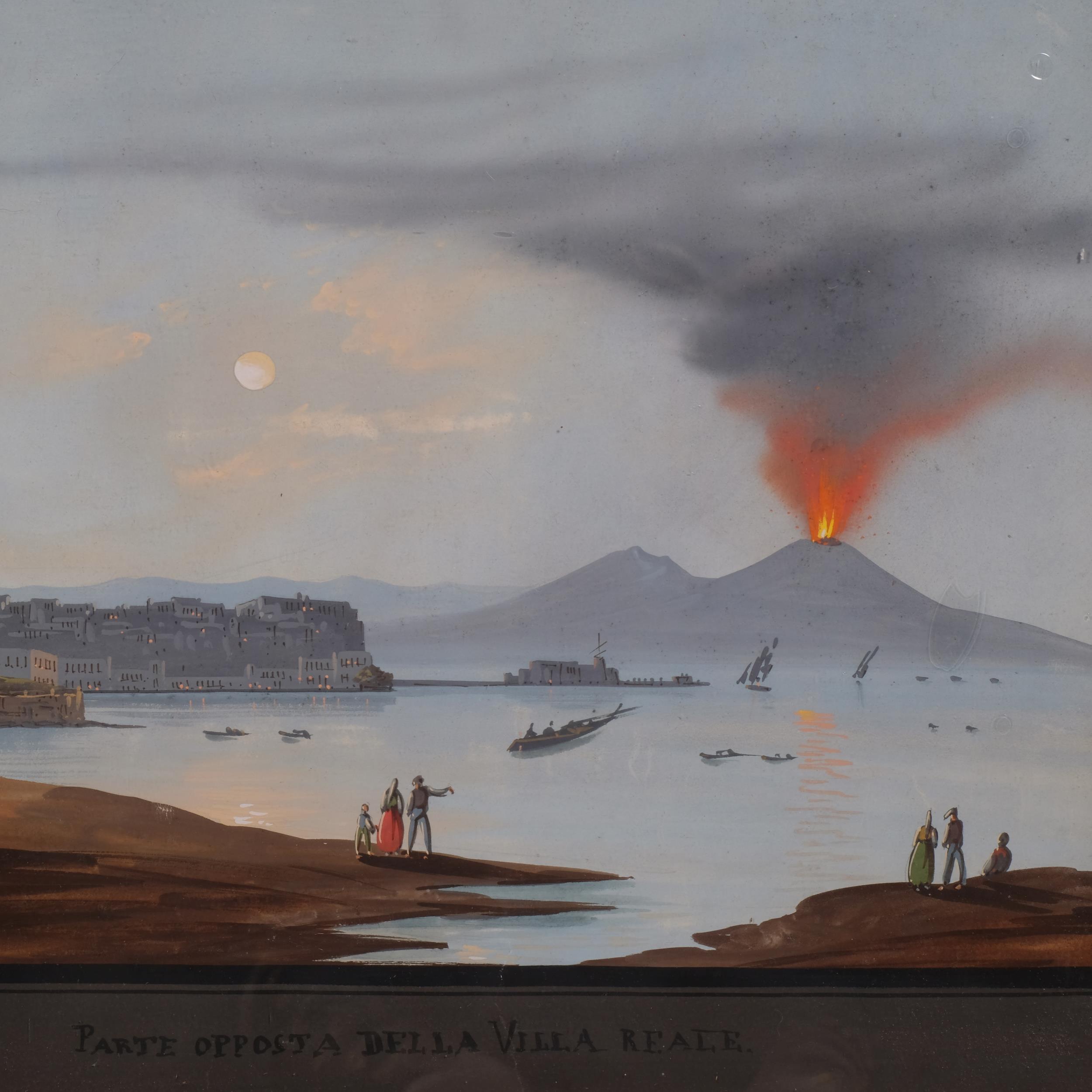 Neopolitan School, pair of views of the Bay of Naples, gouache on paper, unsigned, image 29cm x - Image 3 of 4